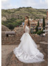 Strapless Ivory Lace Tulle Modern Wedding Dress